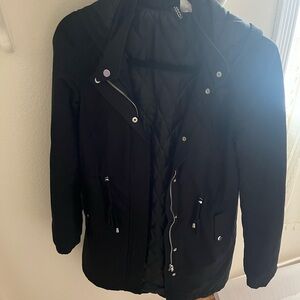 Black Quilted Hooded Jacket